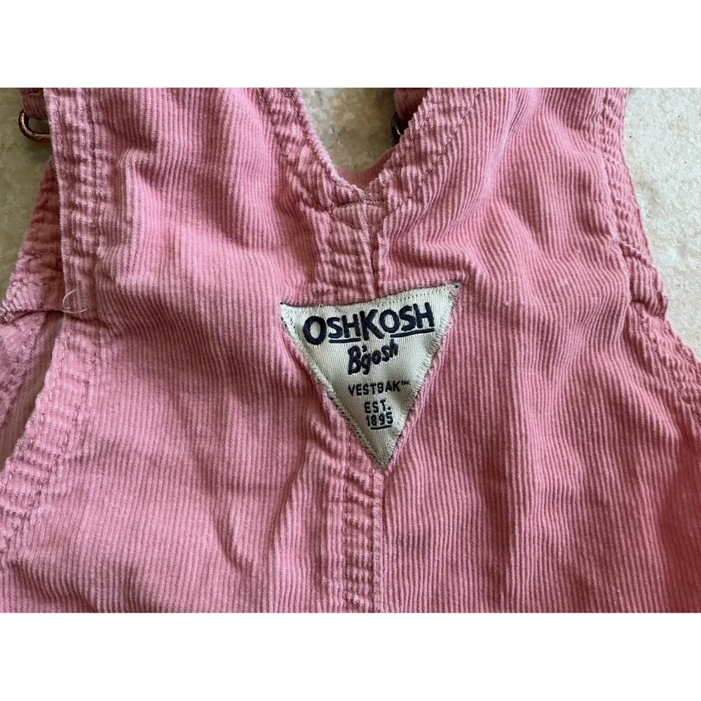 OshKosh B'gosh Corduroy Overalls Kids 18M Pink Good Vestbak Bib Pants Vintage
